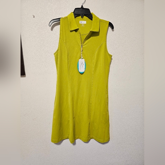 Greg Norman Play Dry Chartreuse Athletic Dress Women's Size Medium NWT - Picture 9 of 9